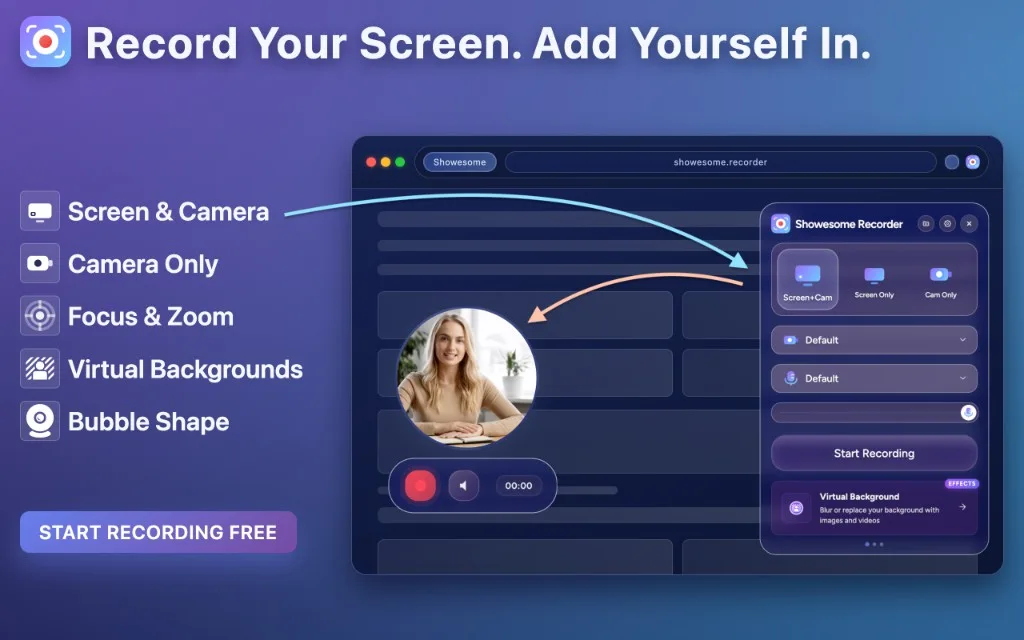 Screen + Camera or screen only? Choosing a recording mode