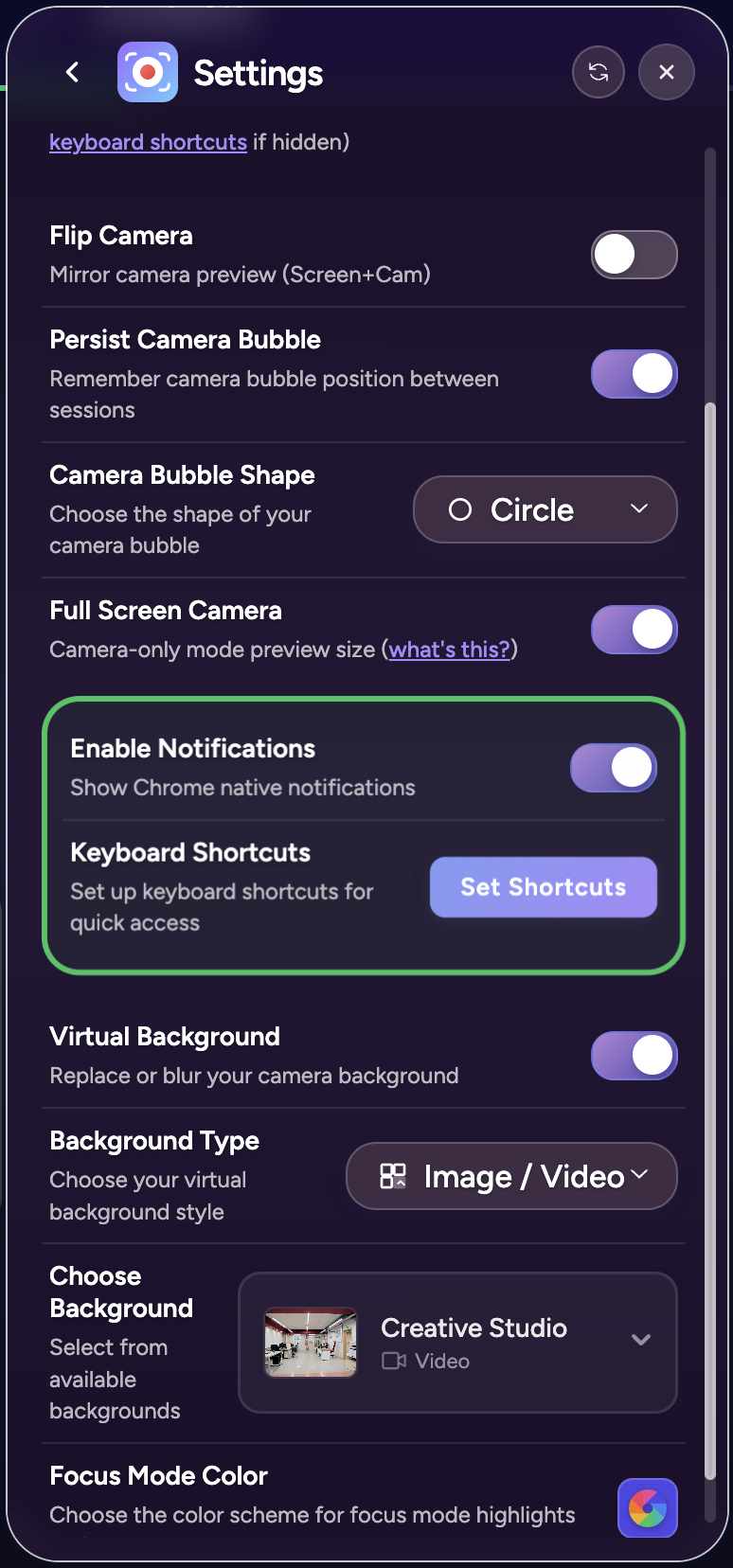 Set Shortcuts → Chrome